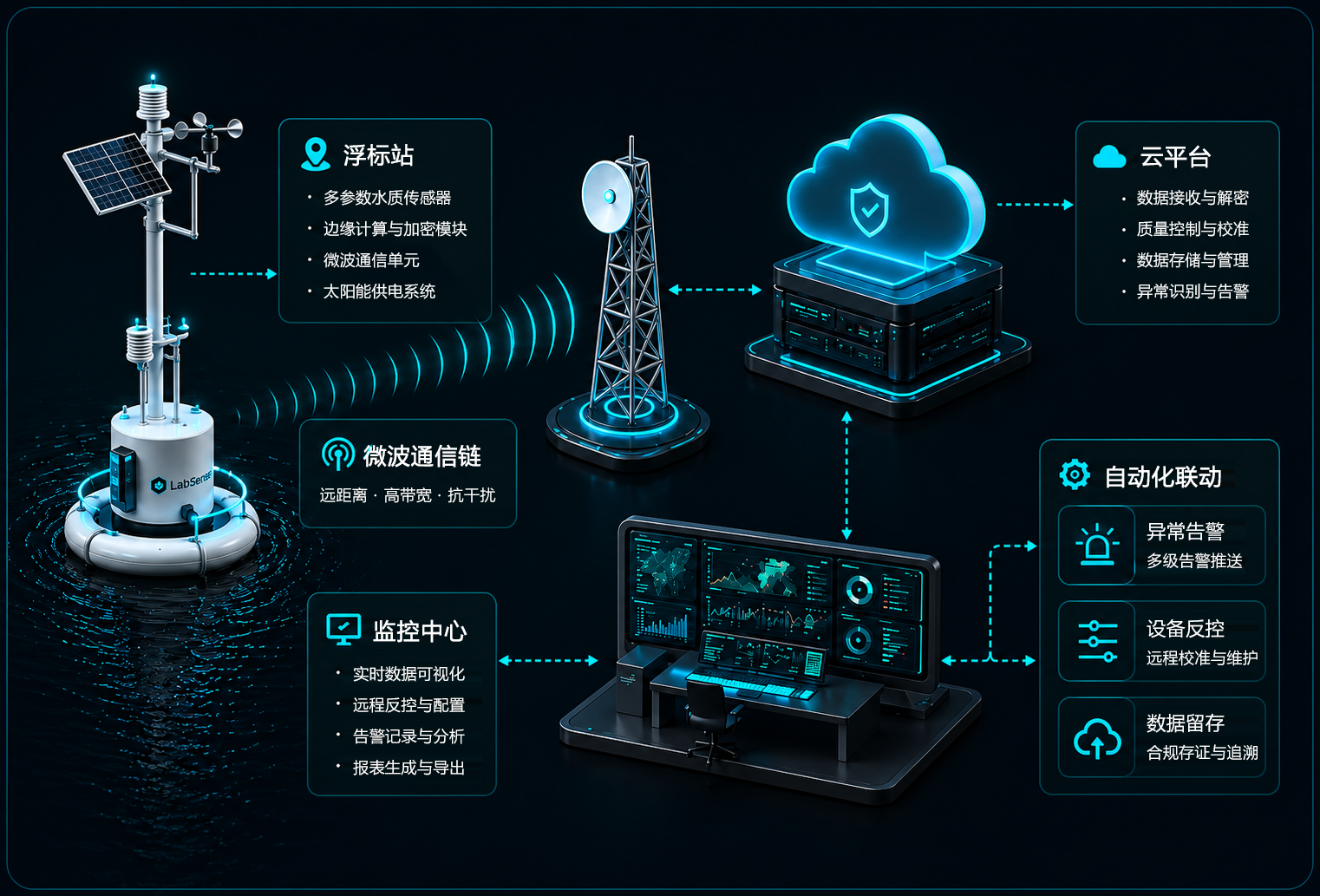 湖库浮标站远程质控与微波通信