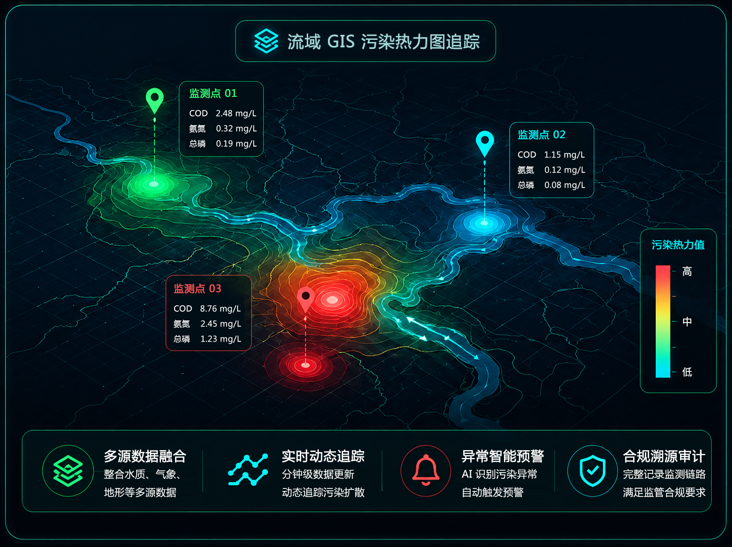 流域GIS污染热力图追踪