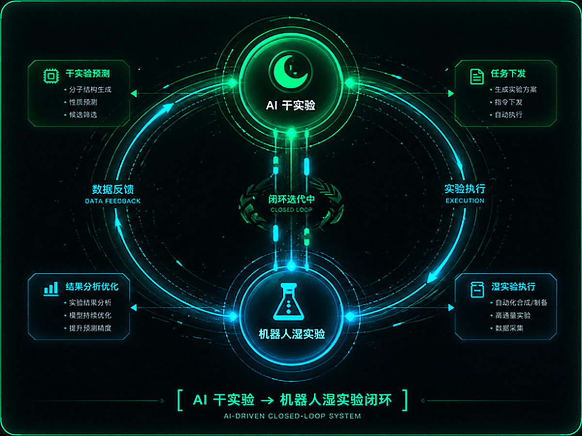 AI干实验 -> 机器人湿实验闭环