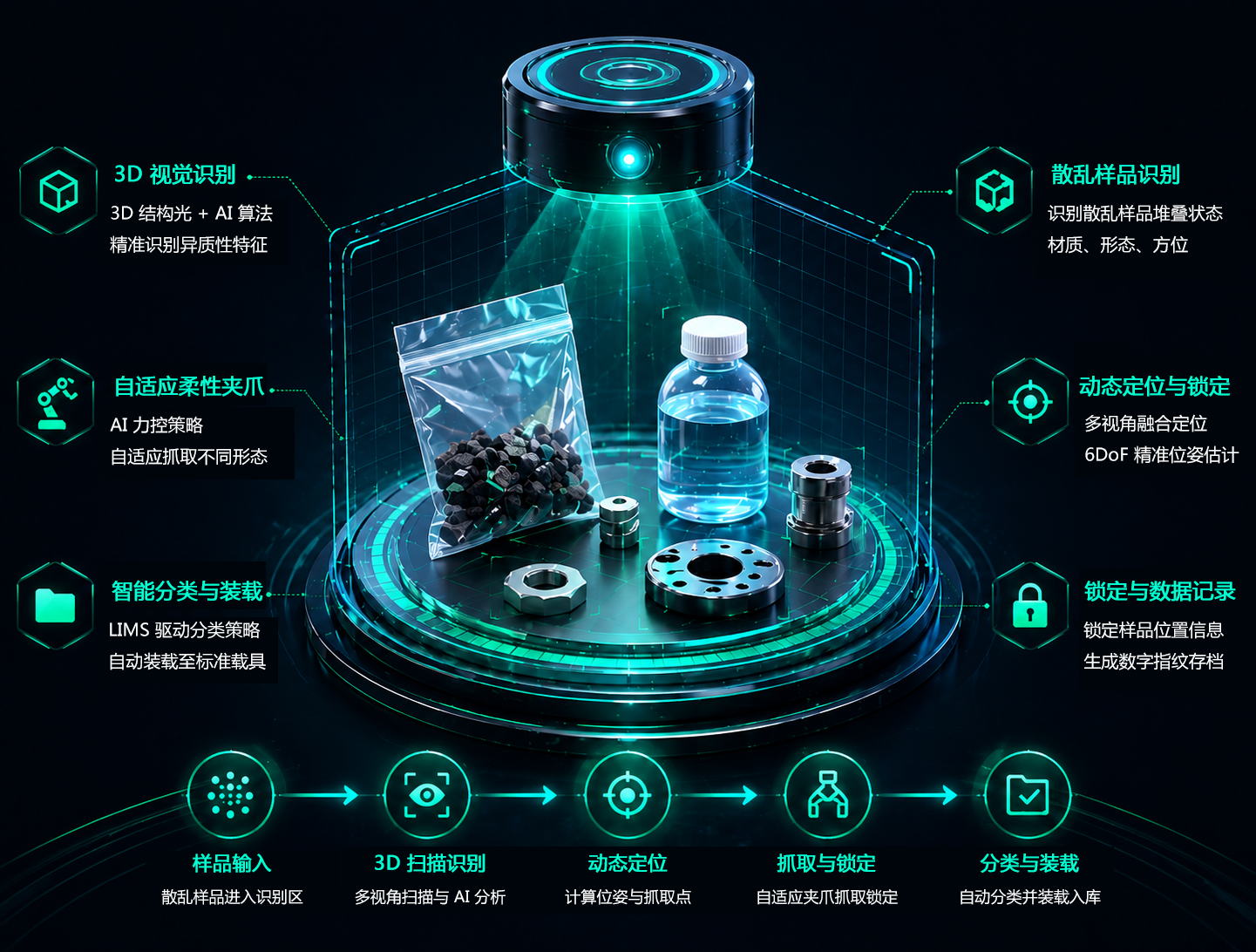 散乱样品 3D视觉识别与锁定